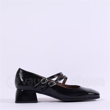 Wonders Fleur 2 Strap Low Heel Mary Jane - Black Patent